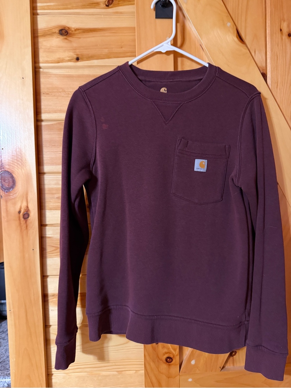 Carhartt Women's Maroon Crewneck Pocket Sweatshirt